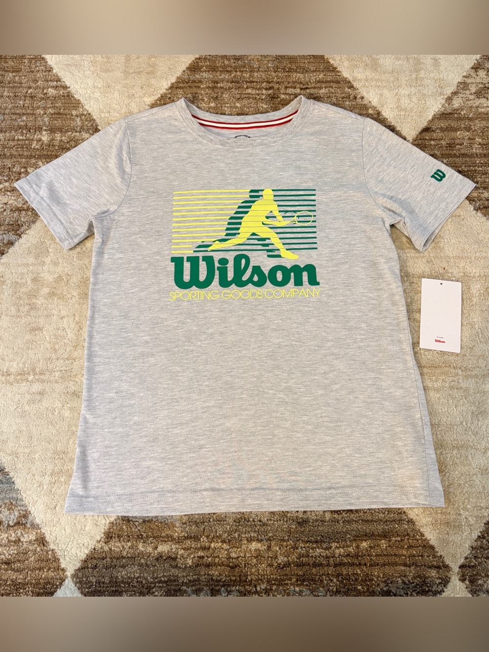 Wilson Gray Crewneck Tee with Green & Yellow Tennis Graphic